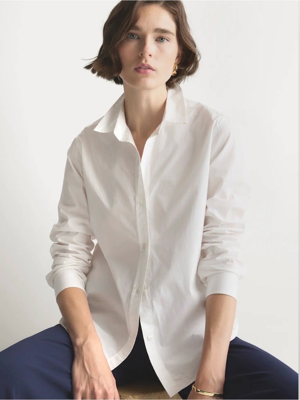 100% Organic Poplin Classic White Button-Down Shirt